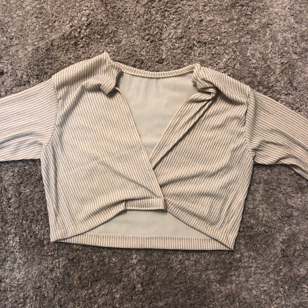 dainty handmade slinky cropped wrap top beige S/M